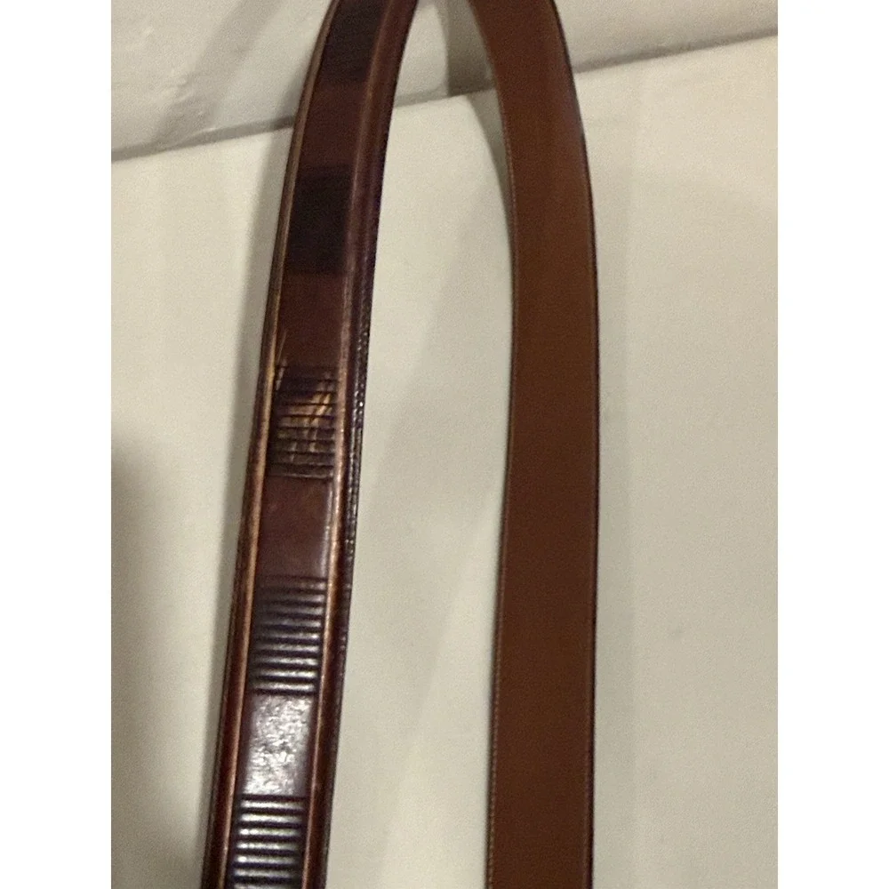Roundtree & Yorke Leather Belt 36 Full Grain Cowhide Brown Solid Brass
